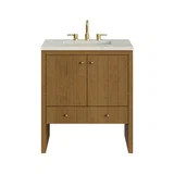 Hudson 30" Single Vanity, Honey Oak w/ 3 CM Siberian Silestone Top