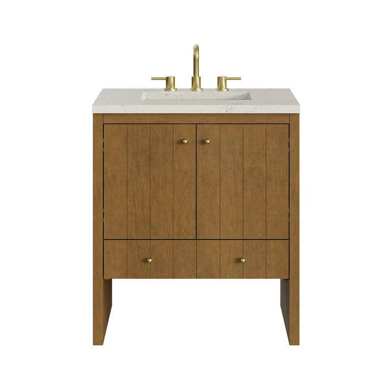 Hudson 30" Single Vanity, Honey Oak w/ 3 CM Siberian Silestone Top