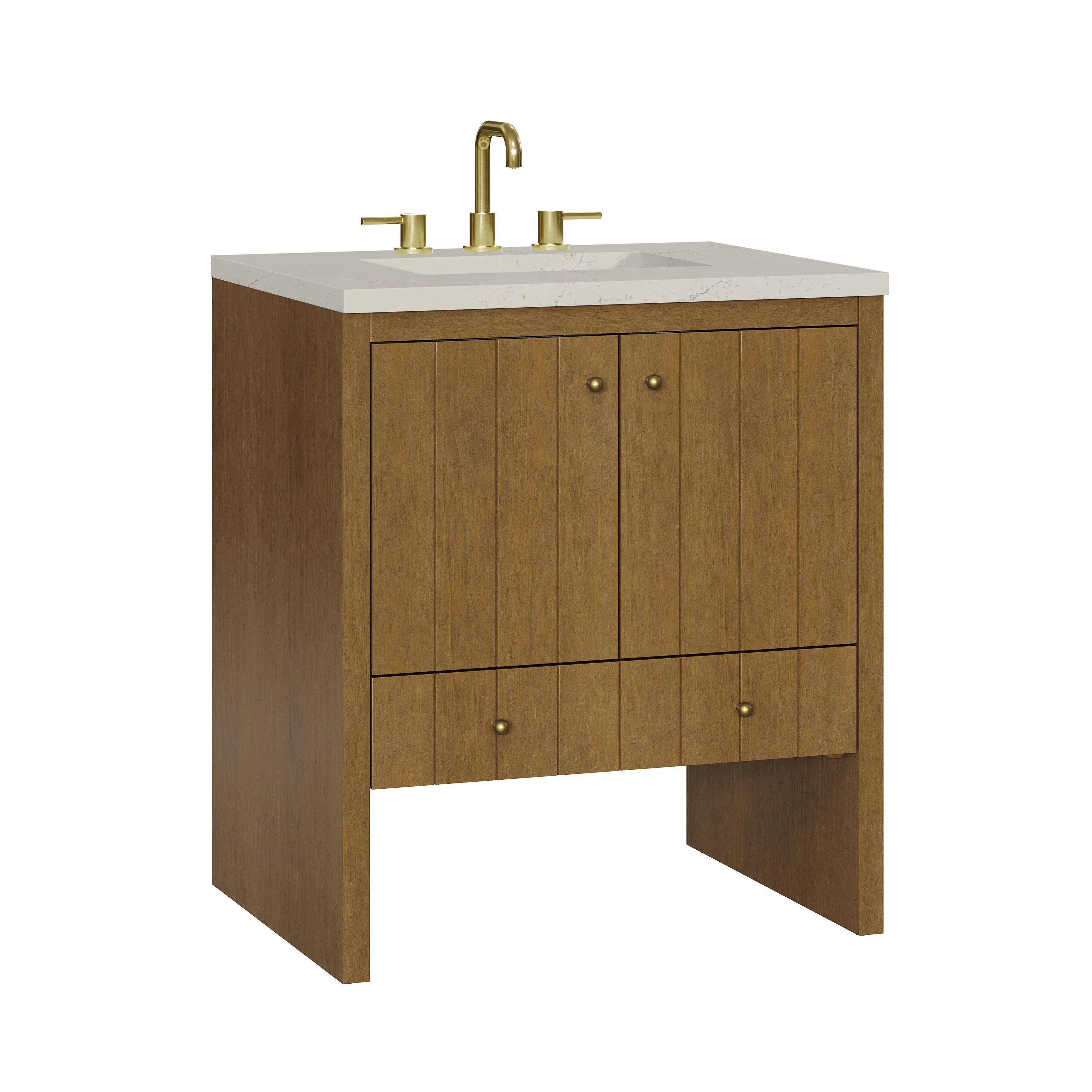 Hudson 30" Single Vanity, Honey Oak w/ 3 CM Siberian Silestone Top