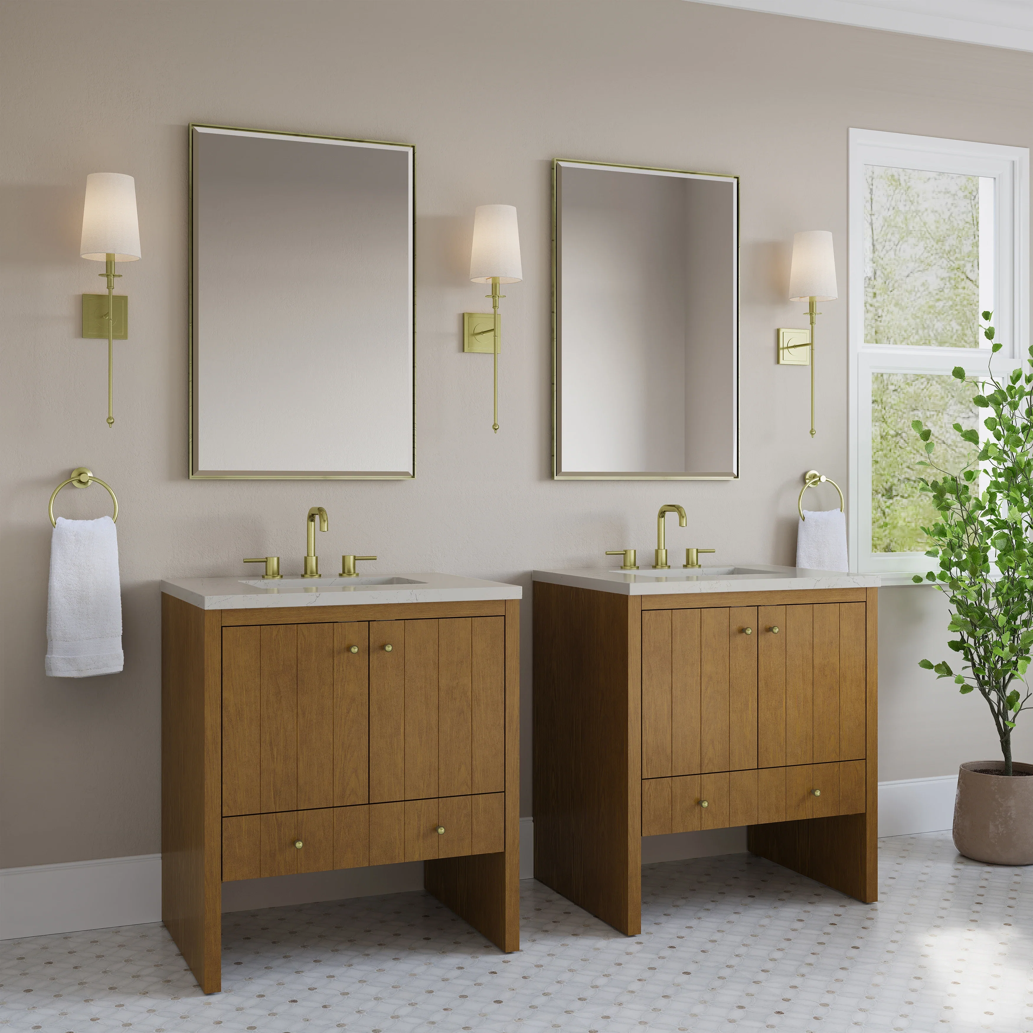 Hudson 30" Single Vanity, Honey Oak w/ 3 CM Siberian Silestone Top