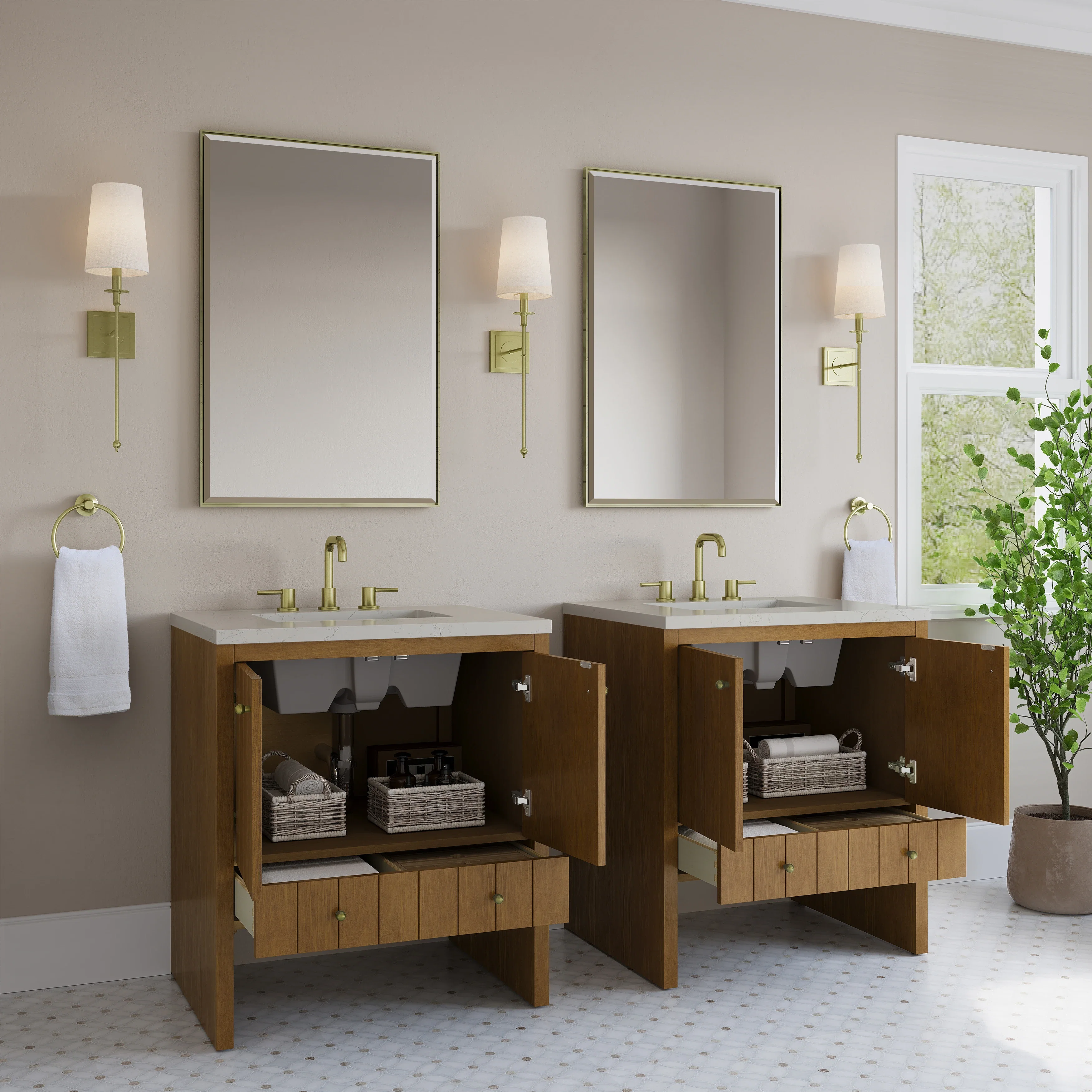 Hudson 30" Single Vanity, Honey Oak w/ 3 CM Siberian Silestone Top