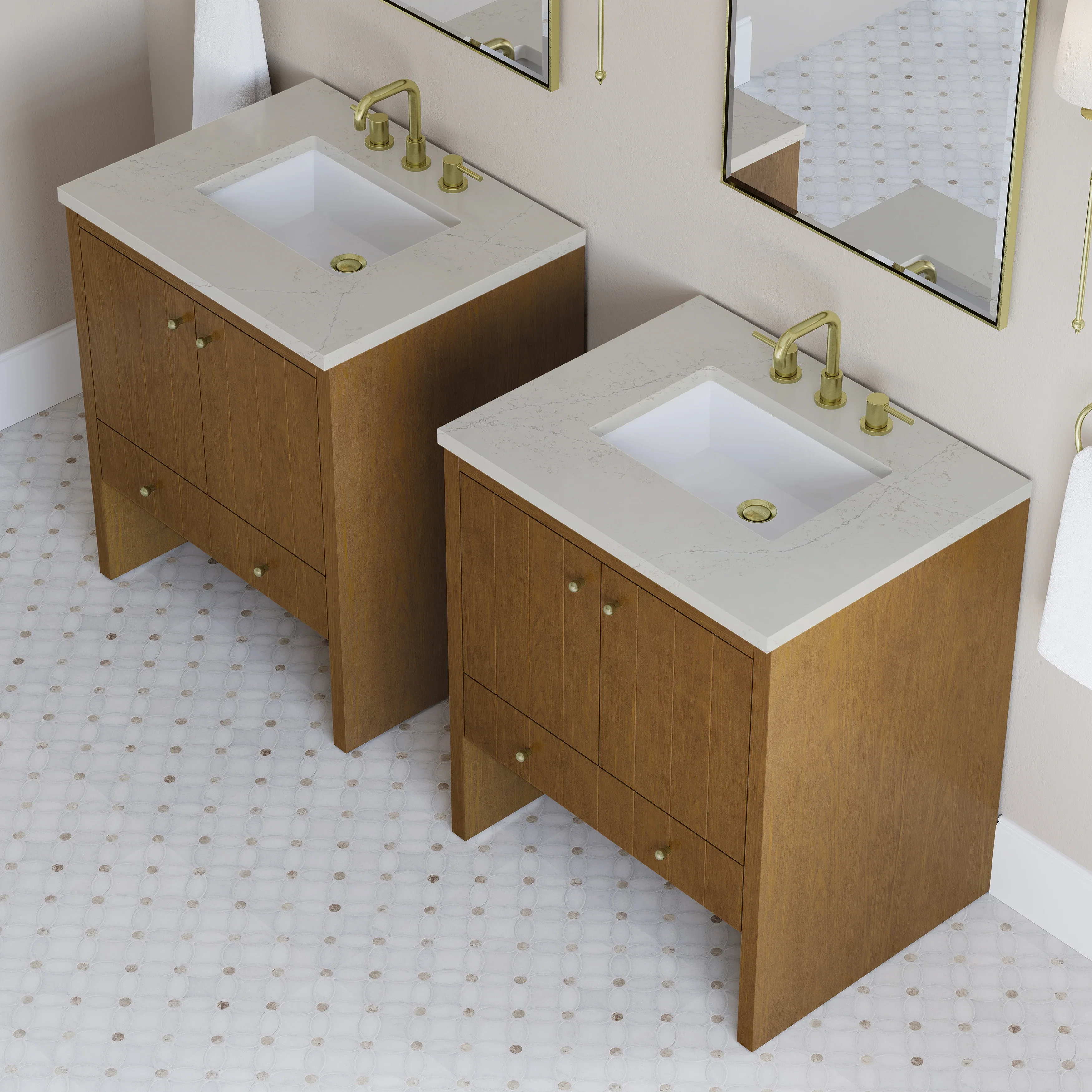 Hudson 30" Single Vanity, Honey Oak w/ 3 CM Siberian Silestone Top