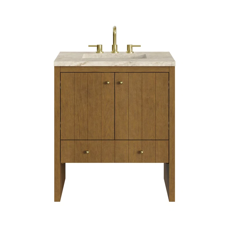 Hudson 30" Single Vanity, Honey Oak w/ 3 CM Tajnar Eclos Top