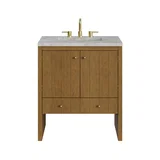 Hudson 30" Single Vanity, Honey Oak w/ 3 CM Victorian Silver Silestone Top