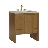 Hudson 30" Single Vanity, Honey Oak w/ 3 CM Victorian Silver Silestone Top