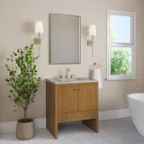 Hudson 30" Single Vanity, Honey Oak w/ 3 CM Victorian Silver Silestone Top