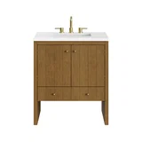 Hudson 30" Single Vanity, Honey Oak w/ 3 CM White Zeus Silestone Top