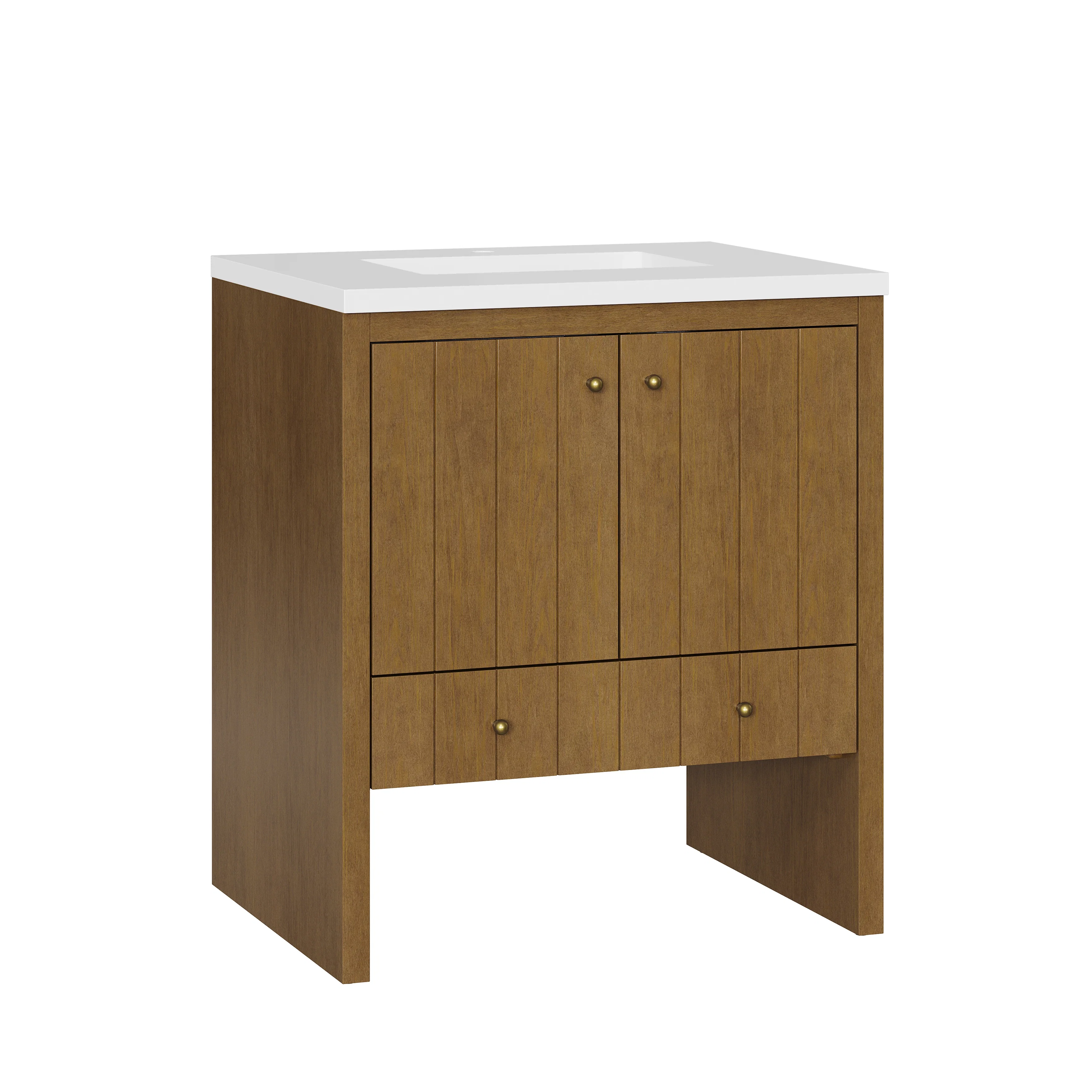 Hudson 30" Single Vanity, Honey Oak w/ 3 CM White Zeus Silestone Top