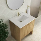 Hudson 30" Single Vanity, Light Natural Oak w/ Single Hole 3 CM White Zeus Silestone Top and Matching Backsplash