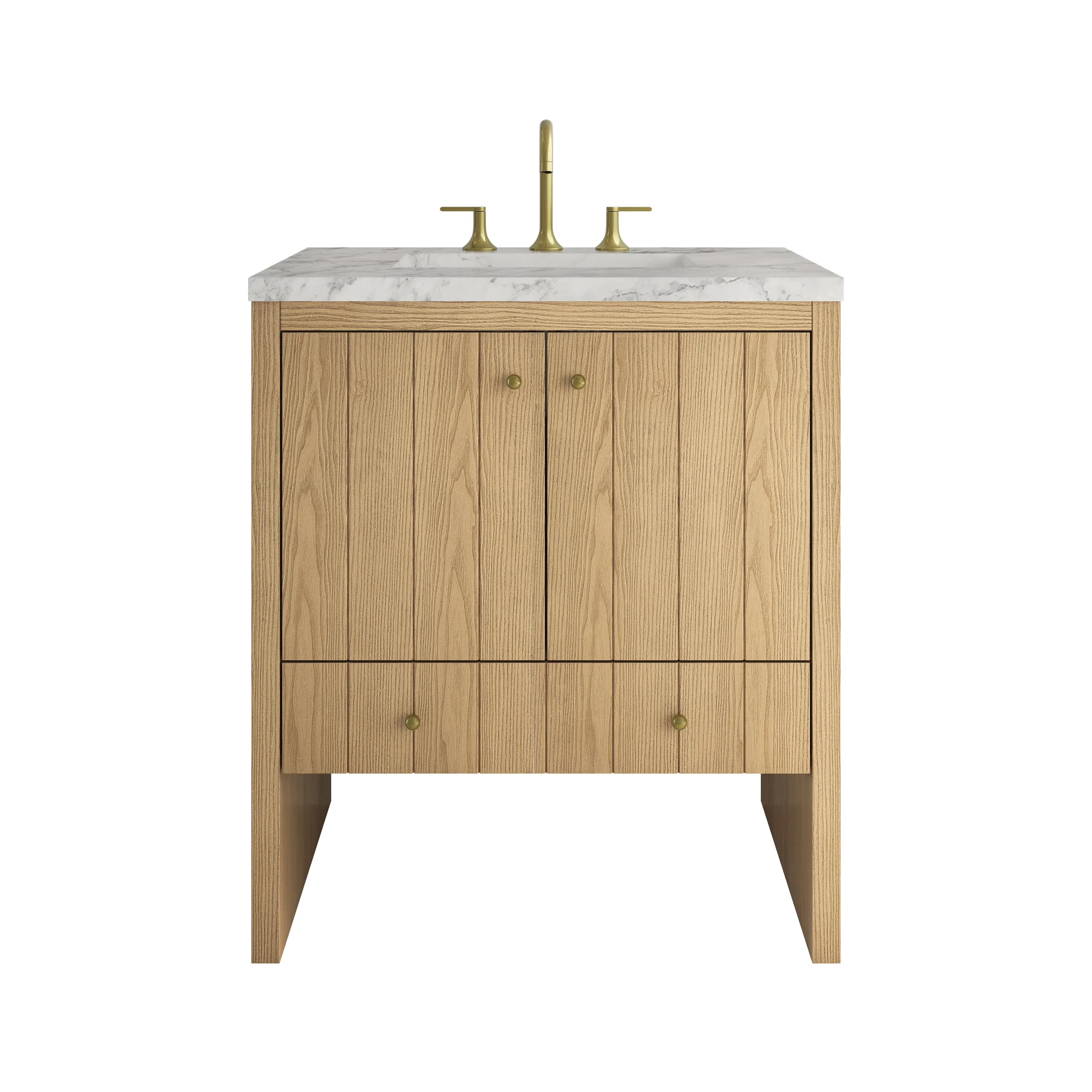 Hudson 30" Single Vanity, Light Natural Oak w/ 3 CM Carrara Marble Top