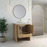 Hudson 30" Single Vanity, Light Natural Oak w/ 3 CM Carrara Marble Top