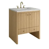 Hudson 30" Single Vanity, Light Natural Oak w/ 3 CM Eternal Jasmine Pearl Silestone Top