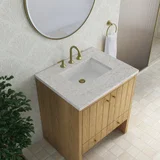 Hudson 30" Single Vanity, Light Natural Oak w/ 3 CM Eternal Jasmine Pearl Silestone Top