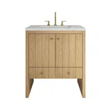 Hudson 30" Single Vanity, Light Natural Oak w/ 3 CM Ethereal Noctis Silestone Top