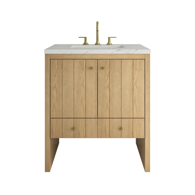 Hudson 30" Single Vanity, Light Natural Oak w/ 3 CM Ethereal Noctis Silestone Top