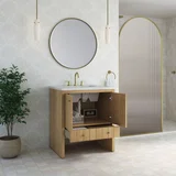 Hudson 30" Single Vanity, Light Natural Oak w/ 3 CM Ethereal Noctis Silestone Top