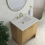 Hudson 30" Single Vanity, Light Natural Oak w/ 3 CM Ethereal Noctis Silestone Top