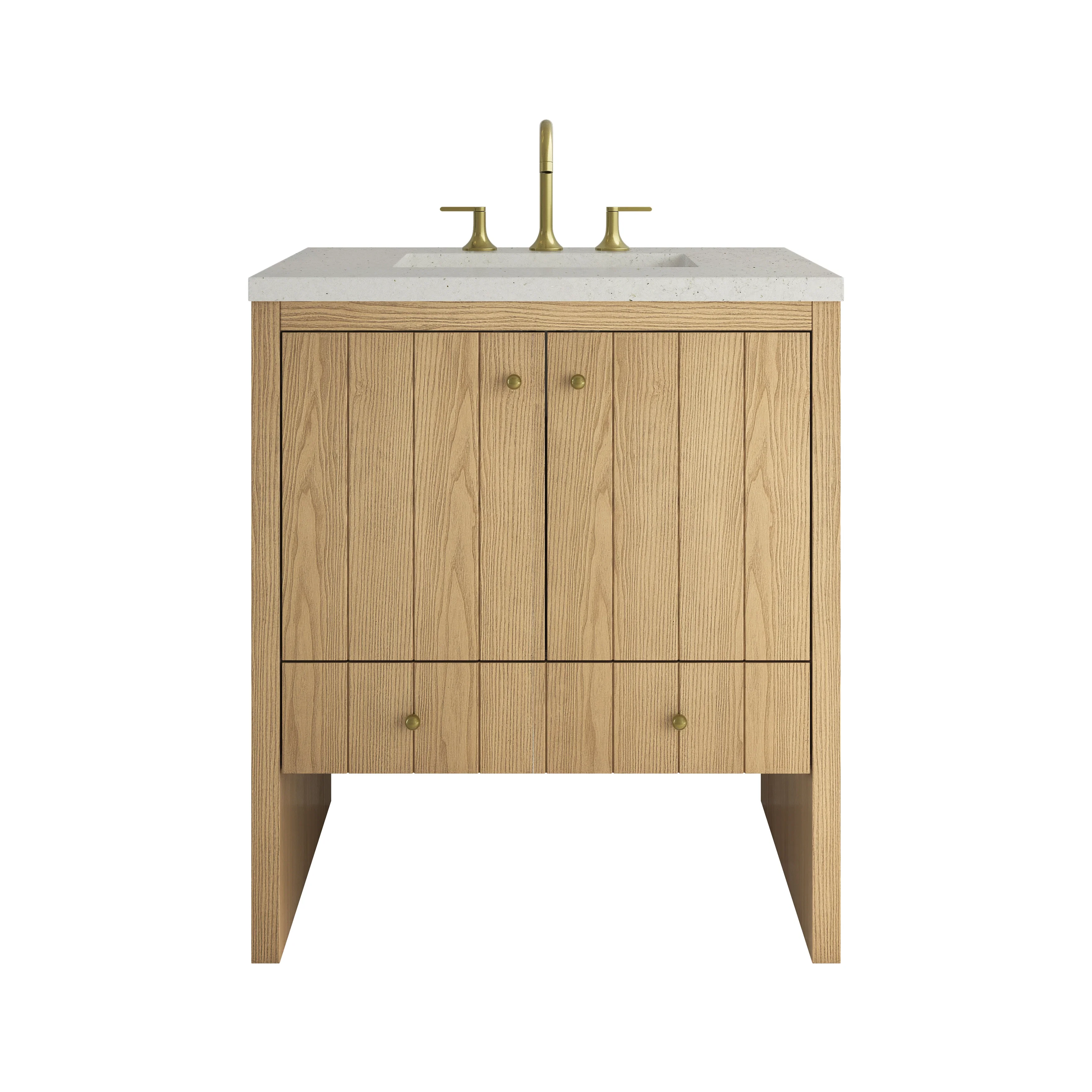 Hudson 30" Single Vanity, Light Natural Oak w/ 3 CM Lime Delight Silestone Top