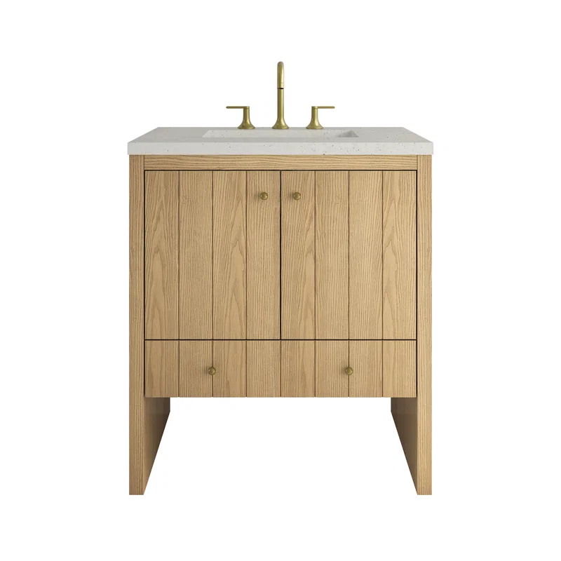 Hudson 30" Single Vanity, Light Natural Oak w/ 3 CM Lime Delight Silestone Top