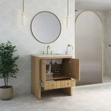 Hudson 30" Single Vanity, Light Natural Oak w/ 3 CM Lime Delight Silestone Top