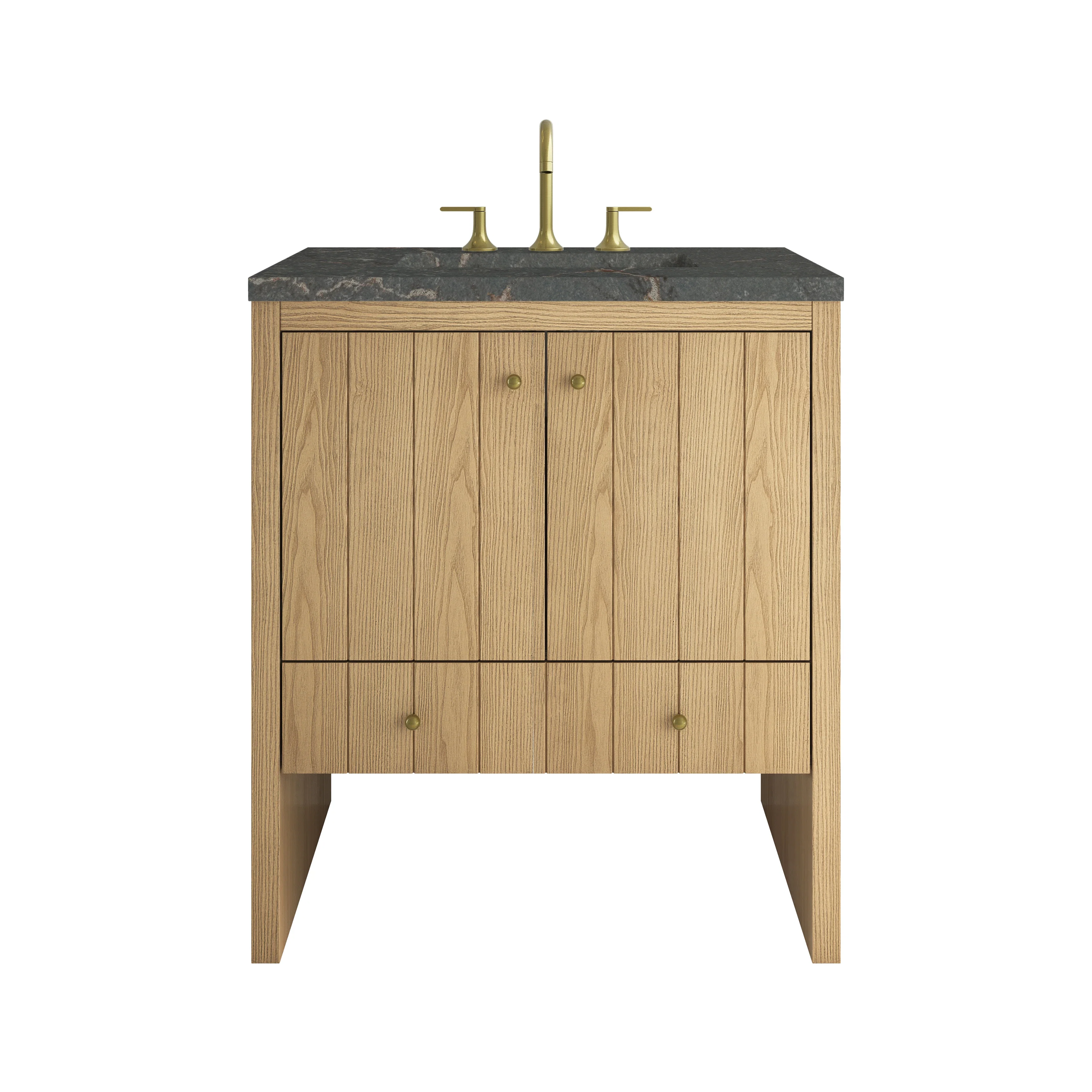 Hudson 30" Single Vanity, Light Natural Oak w/ 3 CM Parisien Bleu Silestone Top
