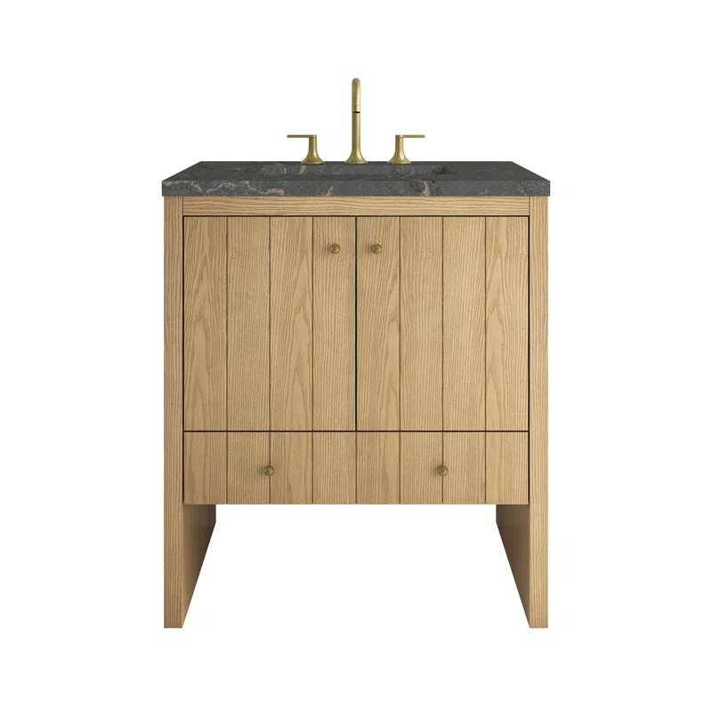 Hudson 30" Single Vanity, Light Natural Oak w/ 3 CM Parisien Bleu Silestone Top