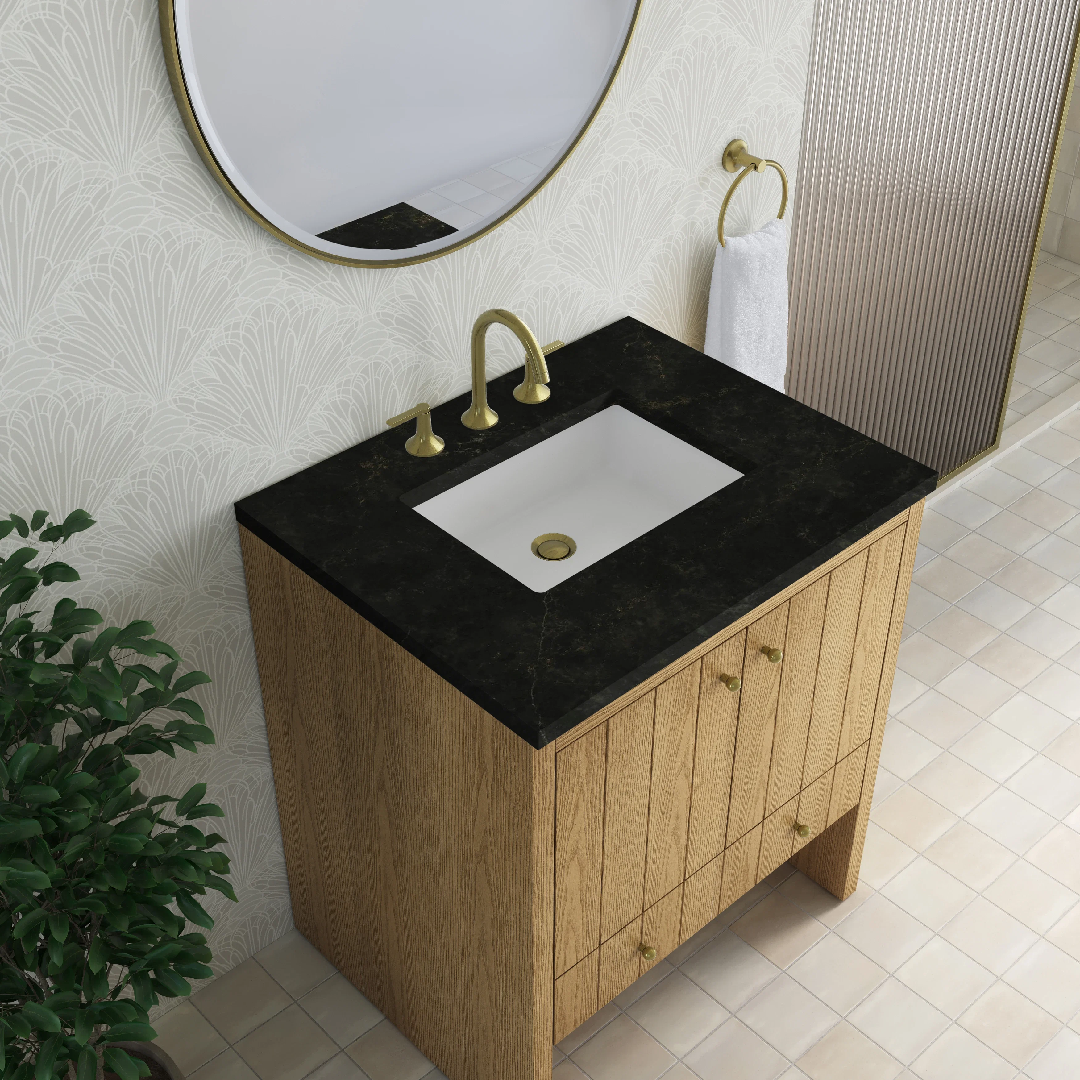 Hudson 30" Single Vanity, Light Natural Oak w/ 3 CM Phantome Eclos Top