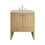 Hudson 30" Single Vanity, Light Natural Oak w/ 3 CM Siberian Silestone Top