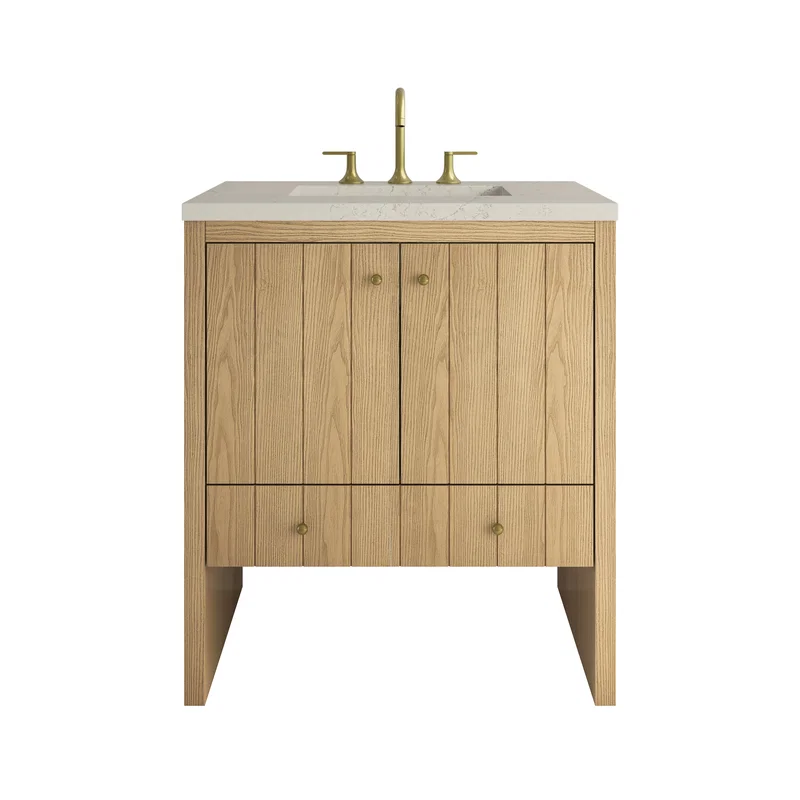 Hudson 30" Single Vanity, Light Natural Oak w/ 3 CM Siberian Silestone Top