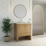 Hudson 30" Single Vanity, Light Natural Oak w/ 3 CM Siberian Silestone Top