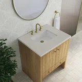 Hudson 30" Single Vanity, Light Natural Oak w/ 3 CM Siberian Silestone Top
