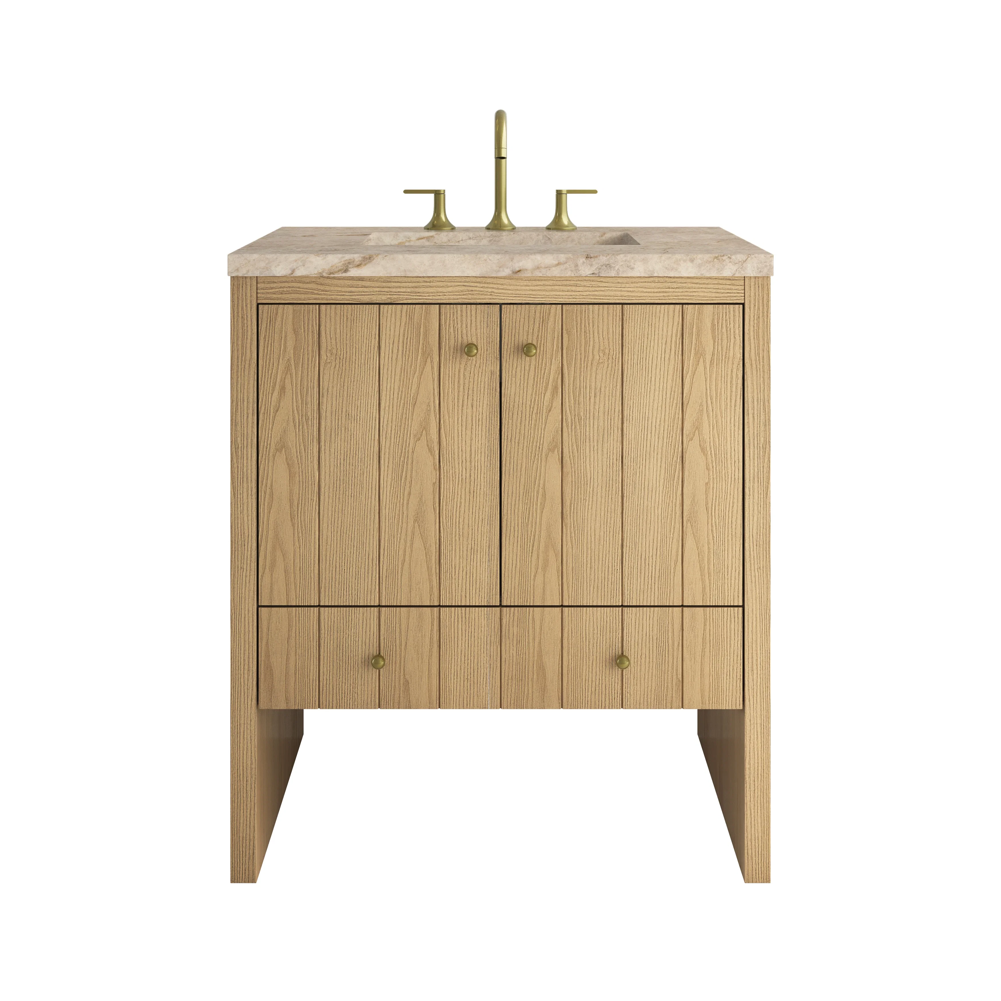 Hudson 30" Single Vanity, Light Natural Oak w/ 3 CM Tajnar Eclos Top