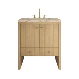 Hudson 30" Single Vanity, Light Natural Oak w/ 3 CM Tajnar Eclos Top