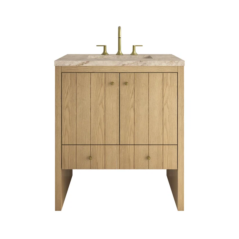 Hudson 30" Single Vanity, Light Natural Oak w/ 3 CM Tajnar Eclos Top