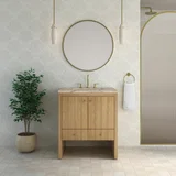 Hudson 30" Single Vanity, Light Natural Oak w/ 3 CM Tajnar Eclos Top