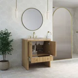 Hudson 30" Single Vanity, Light Natural Oak w/ 3 CM Tajnar Eclos Top