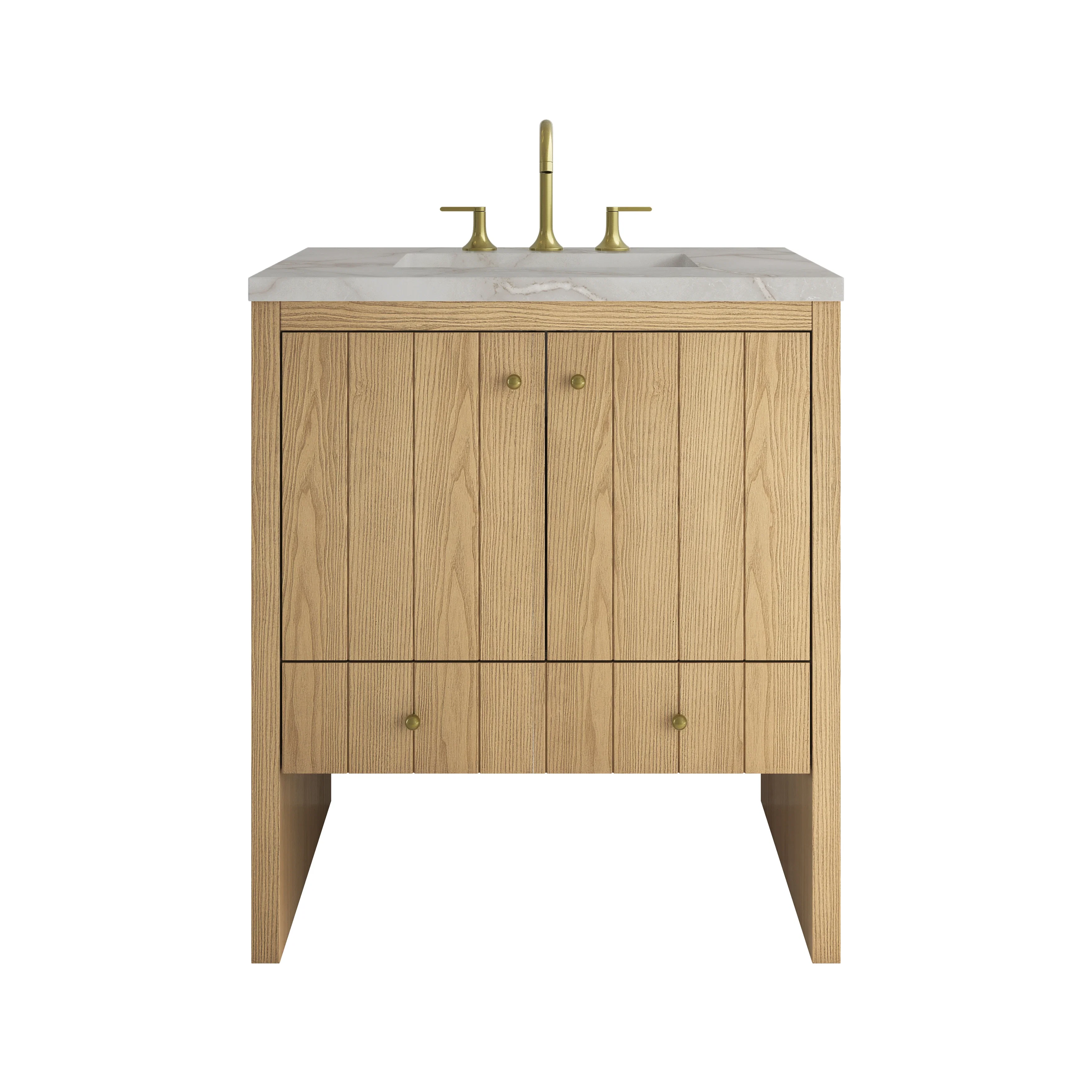 Hudson 30" Single Vanity, Light Natural Oak w/ 3 CM Victorian Silver Silestone Top
