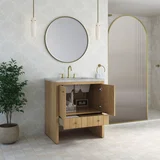 Hudson 30" Single Vanity, Light Natural Oak w/ 3 CM Victorian Silver Silestone Top