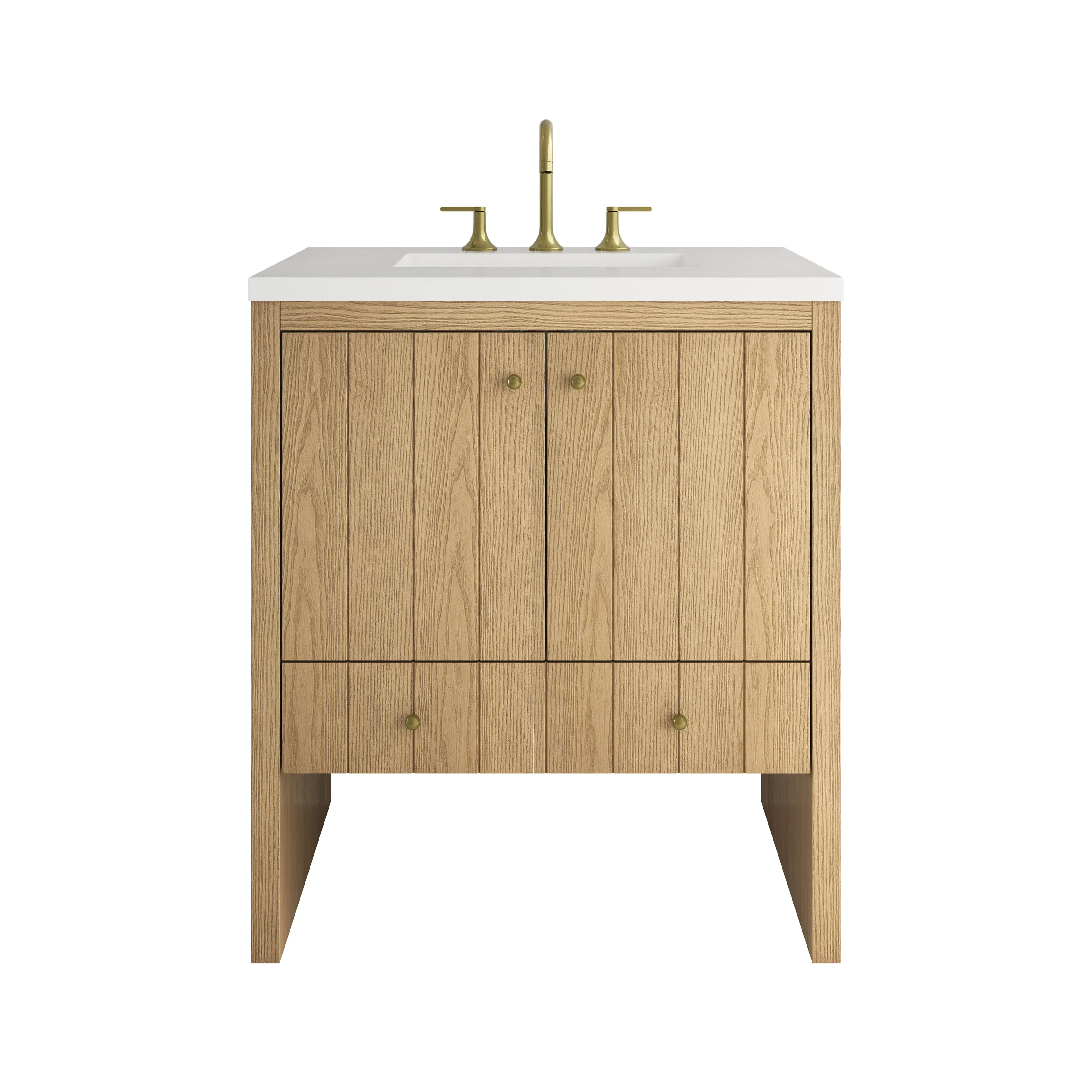 Hudson 30" Single Vanity, Light Natural Oak w/ 3 CM White Zeus Silestone Top