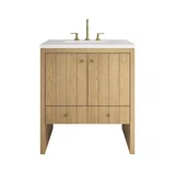 Hudson 30" Single Vanity, Light Natural Oak w/ 3 CM White Zeus Silestone Top