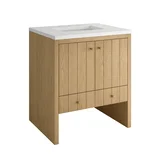 Hudson 30" Single Vanity, Light Natural Oak w/ 3 CM White Zeus Silestone Top