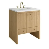 Hudson 30" Single Vanity, Light Natural Oak w/ 3 CM White Zeus Silestone Top