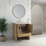 Hudson 30" Single Vanity, Light Natural Oak w/ 3 CM White Zeus Silestone Top