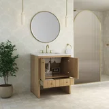 Hudson 30" Single Vanity, Light Natural Oak w/ 3 CM White Zeus Silestone Top