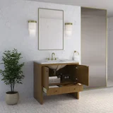 Hudson 36" Single Vanity, Honey Oak w/ 3 CM Carrara Marble Top
