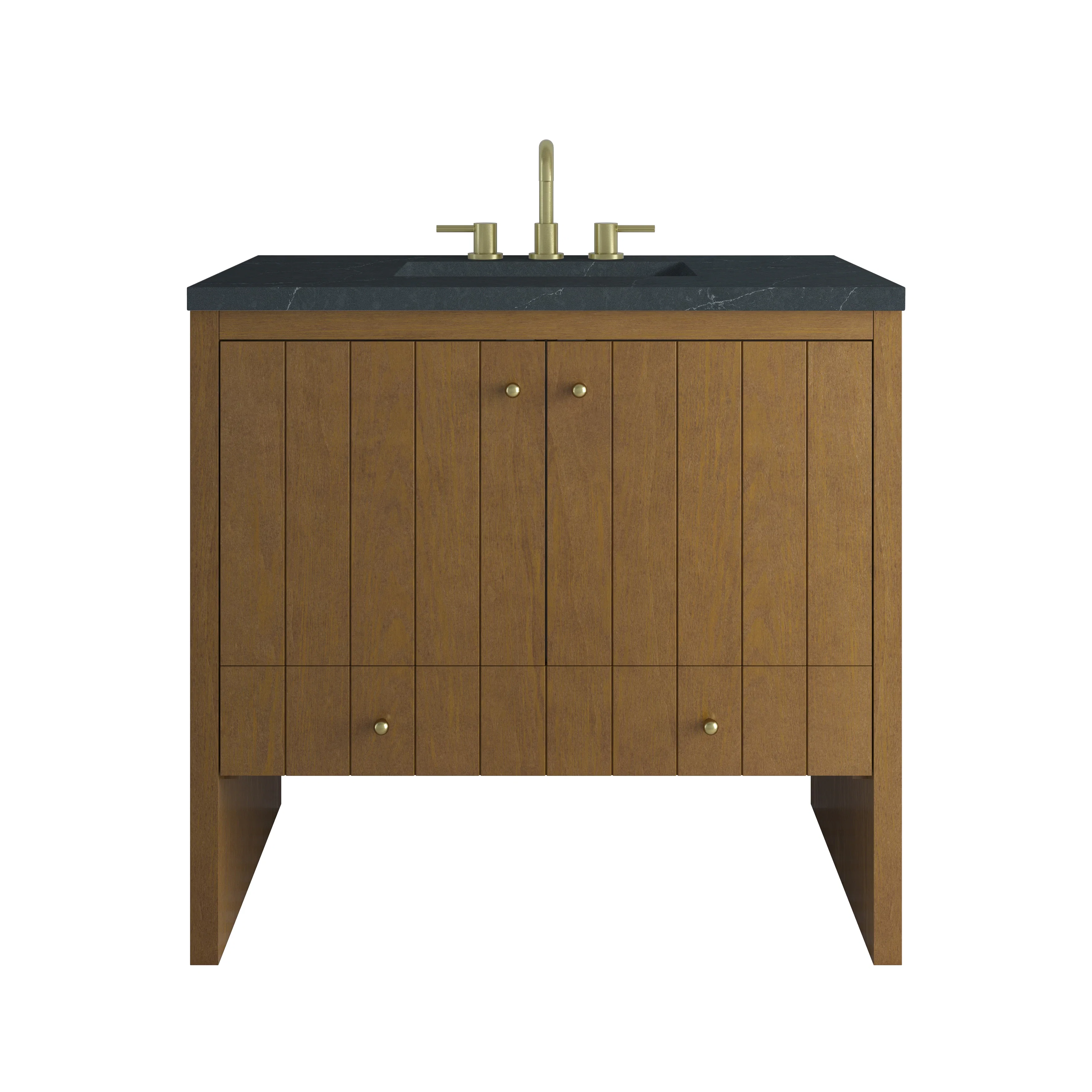 Hudson 36" Single Vanity, Honey Oak w/ 3 CM Charcoal Soapstone Silestone Top