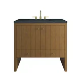 Hudson 36" Single Vanity, Honey Oak w/ 3 CM Charcoal Soapstone Silestone Top