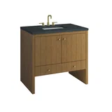 Hudson 36" Single Vanity, Honey Oak w/ 3 CM Charcoal Soapstone Silestone Top