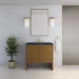 Hudson 36" Single Vanity, Honey Oak w/ 3 CM Charcoal Soapstone Silestone Top