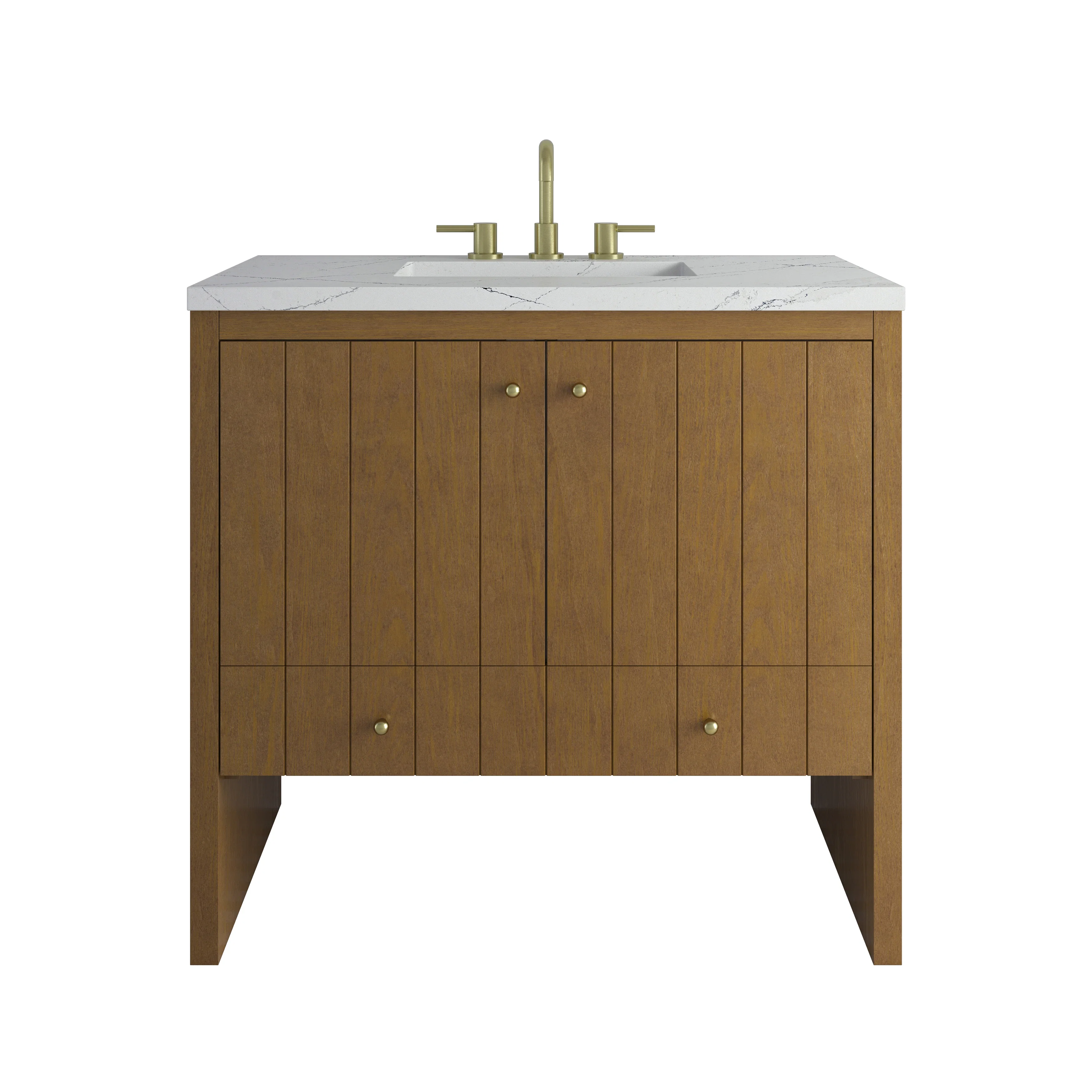 Hudson 36" Single Vanity, Honey Oak w/ 3 CM Ethereal Noctis Silestone Top